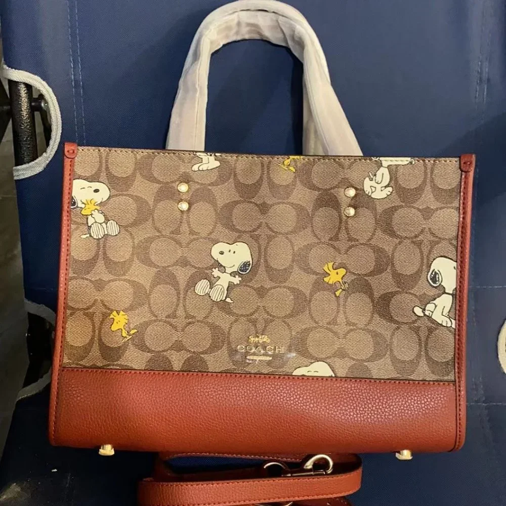 COACH PEANUTS DEMPSEY Carryall Signature Canvas Snoopy Woodstock CE862 - Picture 1 of 6